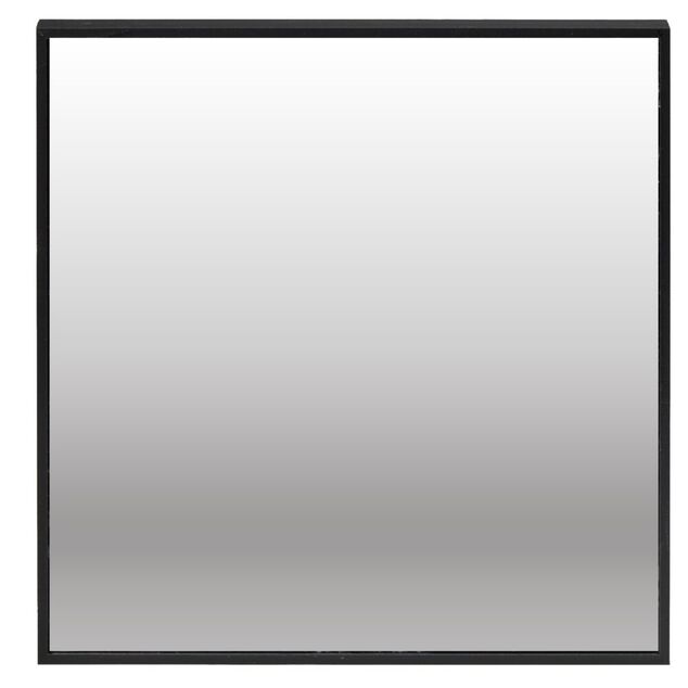 Miroir carr&eacute; bord fin bois et verre noir 30x30cm
