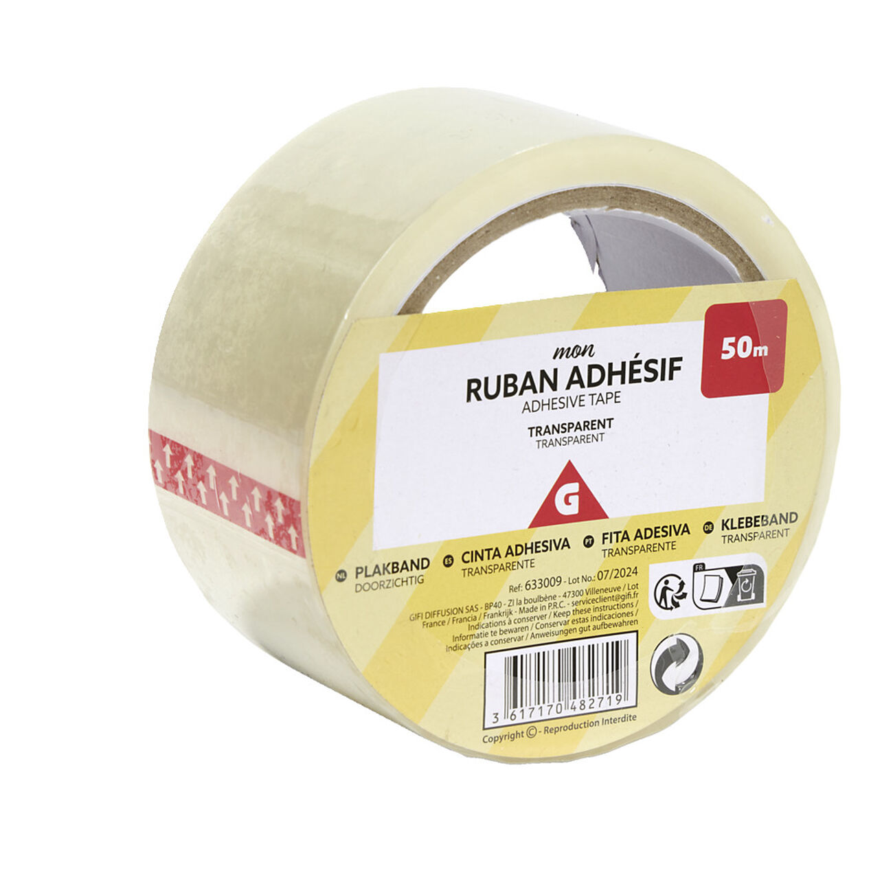 LOT DE 1 À 6 ROULEAUX SCOTCH 66M - RUBAN ADHESIF TRANSPARENT idéal, scotch colis