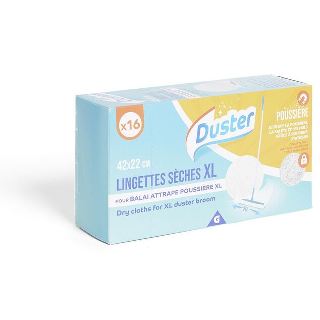 Lingettes s&egrave;ches pour balai XL x16