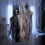 D&eacute;coration Halloween XL t&ecirc;te de mort fant&ocirc;me &agrave; suspendre H100cm (2 mod&egrave;les)