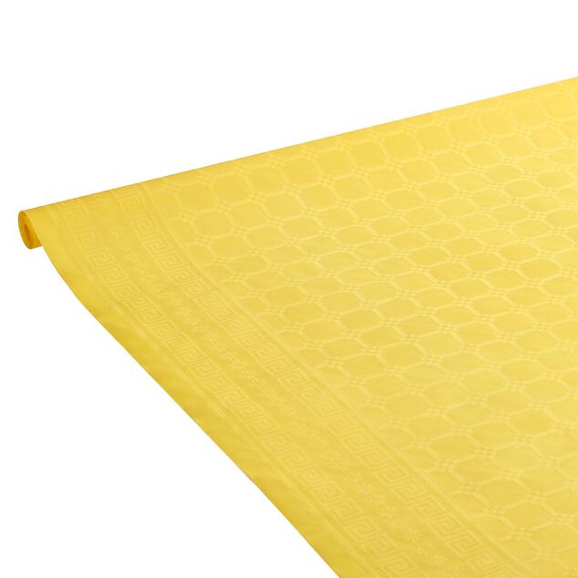 Nappe damass&eacute;e jaune en papier 6 m