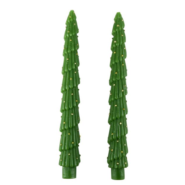 Bougie chandelle x2 forme sapin &Oslash;4xH25cm (2 mod&egrave;les)
