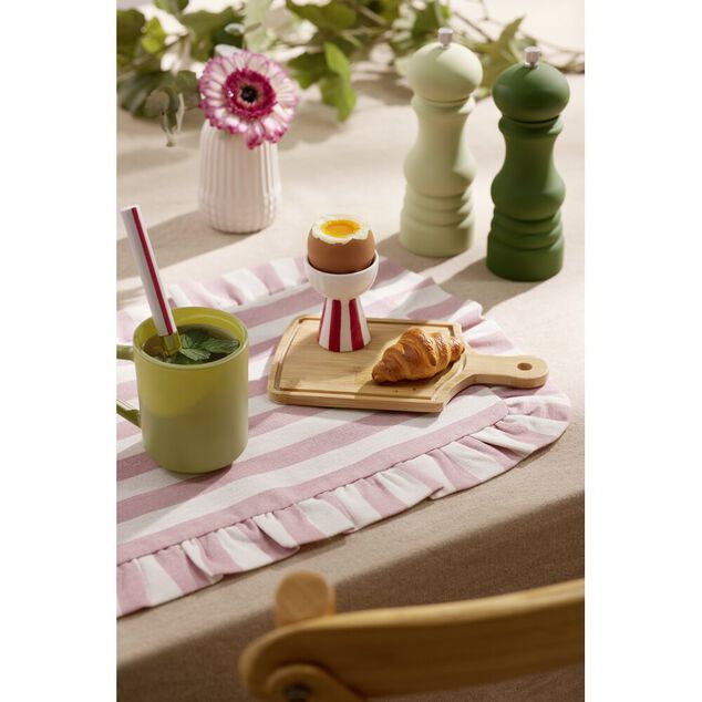 Set de table rectangulaire bord &agrave; volant motif rayure polycoton 30x45cm (3 mod&egrave;les)