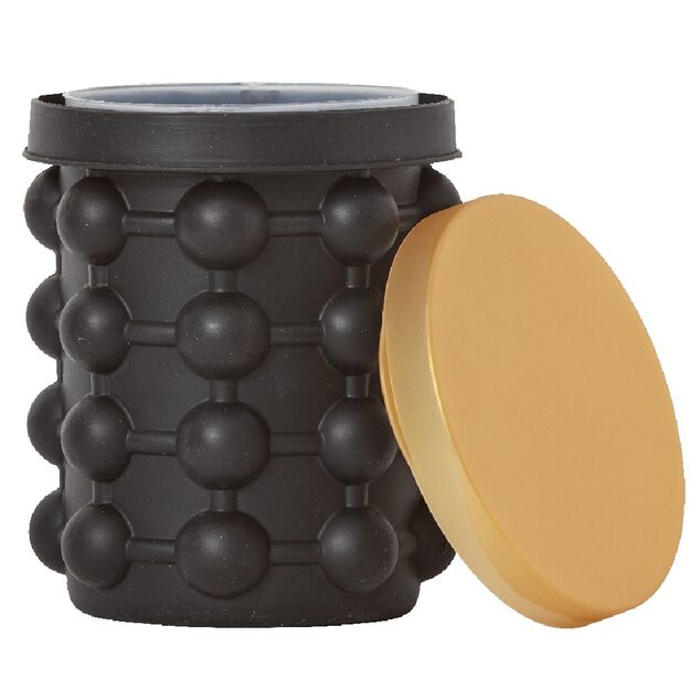 Rafra&icirc;chisseur de bouteille bac &agrave; gla&ccedil;ons 2en1 noir et dor&eacute;