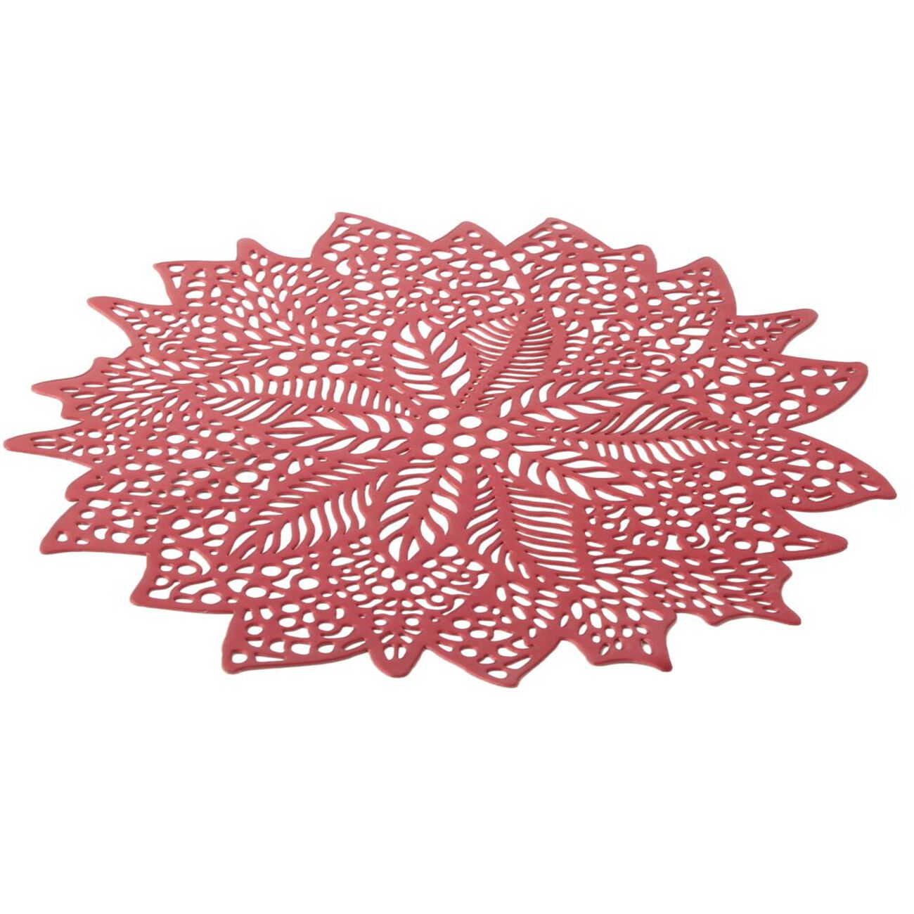 Set de table ajouré motif végétal Noël PVC Ø40 cm rouge | GIFI
