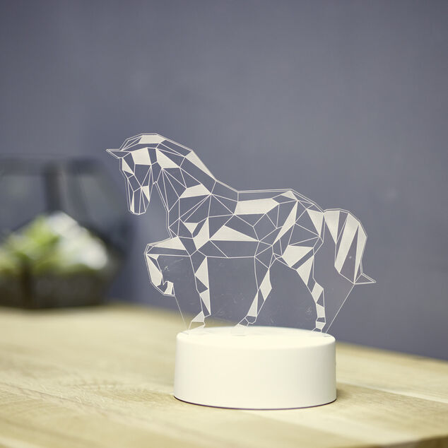 Lampe LED 3D fa&ccedil;on origami forme cheval 16x9,8xH15,5cm