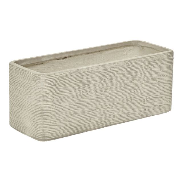 Jardini&egrave;re fibre d'argile relief strie gris 59x22,5xH22,5cm