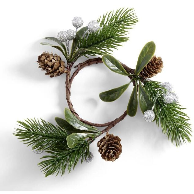 Rond serviette pomme de pin et baie dor&eacute;e ou argent&eacute;e &Oslash;4cm