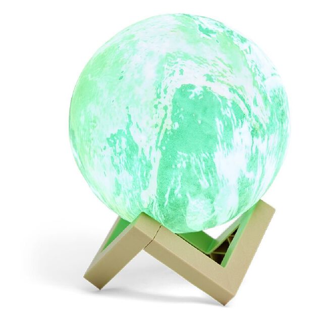 Lampe mappemonde socle bois et télécommande Ø15cm