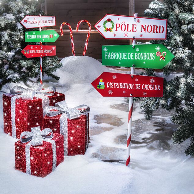 D&eacute;coration de No&euml;l pancarte direction (2 mod&egrave;les)