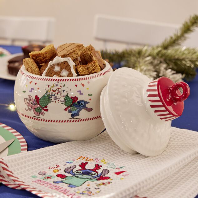 Bonbonnière boule de Noël Disney Stitch céramique blanc et rouge Ø15,5xH19cm