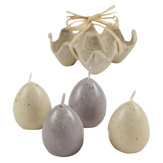 Bougie oeuf P&acirc;ques dans support &Oslash;4xH6cm x4