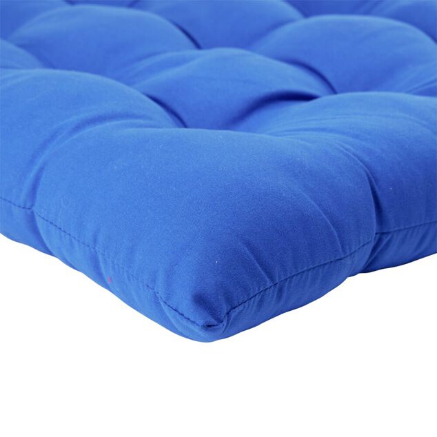 Galette de chaise carr&eacute;e unie bleue 38x38cm