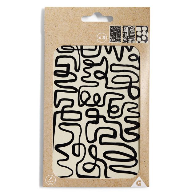 Lot de 3 affiches style abstrait papier noir et beige 10x15cm