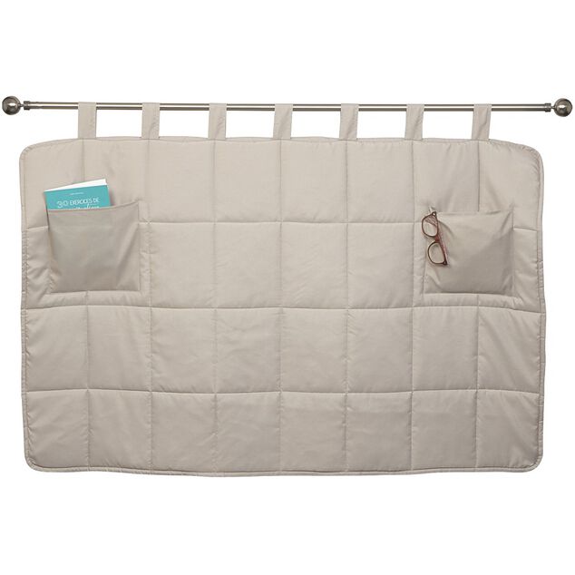 T&ecirc;te de lit matelass&eacute; en polyester taupe clair