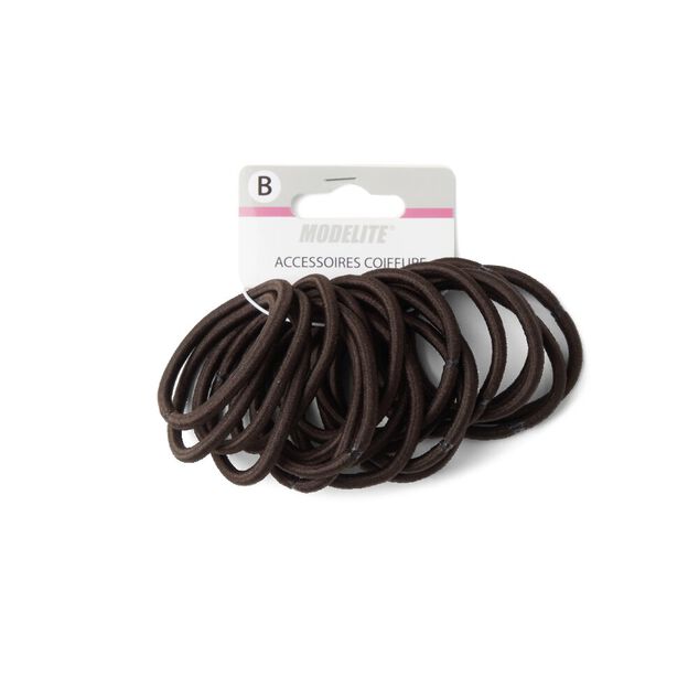 Lot de 15 &eacute;lastiques &agrave; cheveux basiques polyester marron
