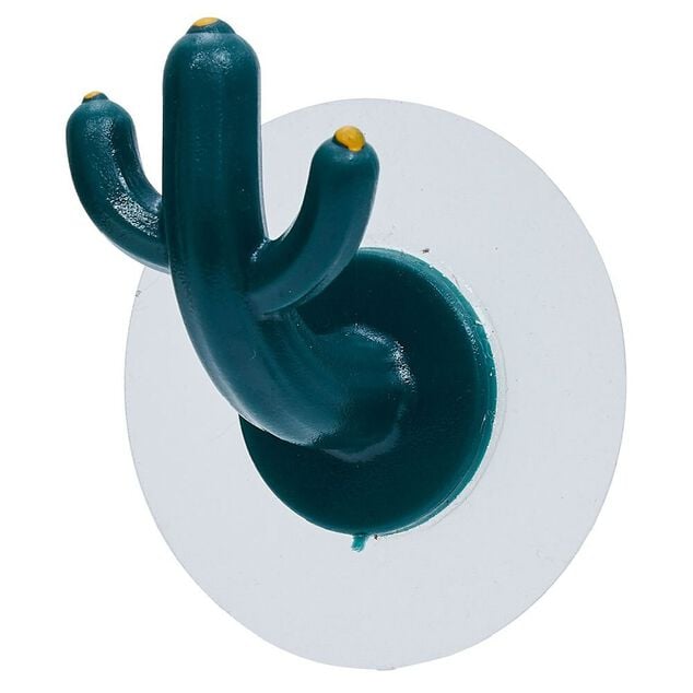 Crochet adh&eacute;sif cactus x2 bleu canard