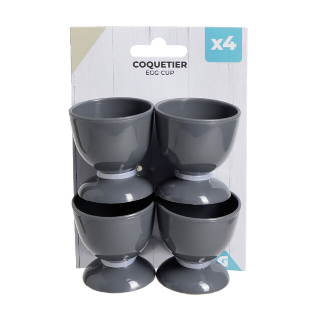 Lot de 4 coquetiers plastique gris H5cm