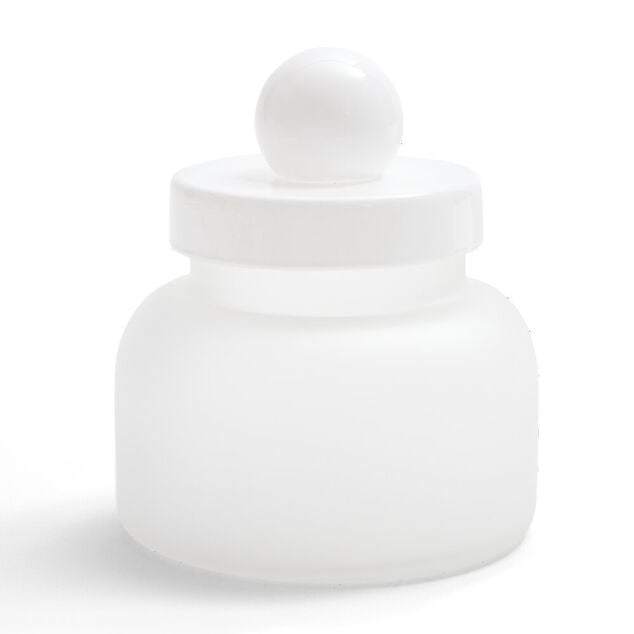 Bo&icirc;te en verre transparent + couvercle blanc &Oslash;12xH16cm