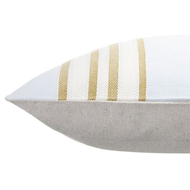 Coussin jacquard rayure bleu clair et marron 50x30cm