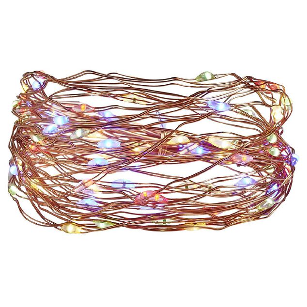 Guirlande électrique solaire mini-boule 100 microLED multicolore 7,4m