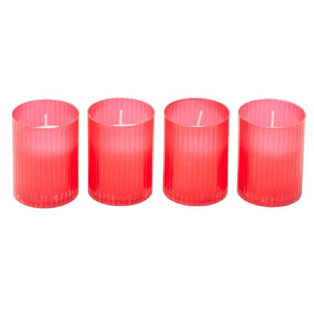 Bougie fun&eacute;raire rouge &Oslash;4,8xH6,3cm x4