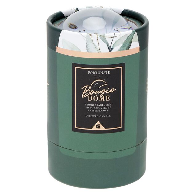 Bougie dans pot avec couvercle dôme en cristal assorti