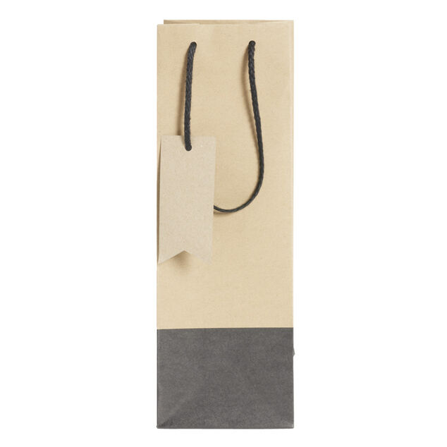 Sac bouteille kraft noir et marron H35cm