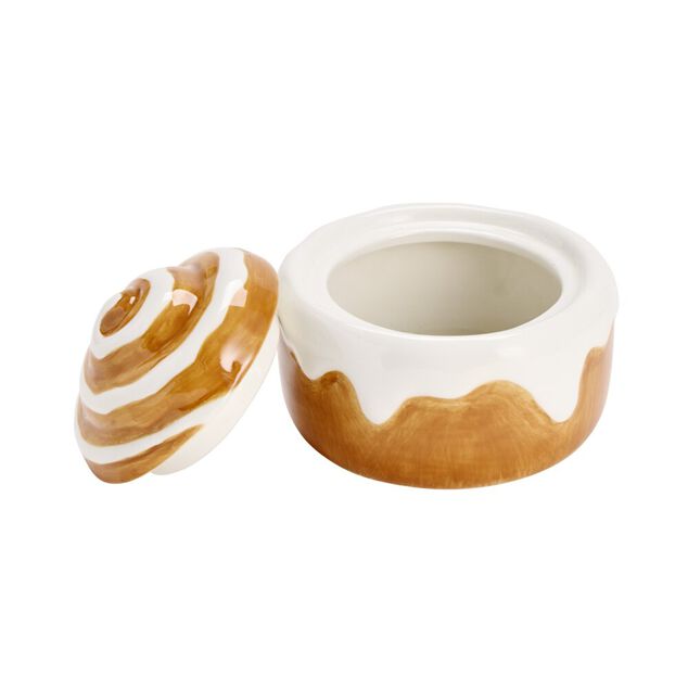 Bo&icirc;te c&eacute;ramique forme cinnamon roll marron &Oslash;10,5xH8cm