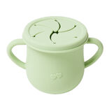 Verre tasse b&eacute;b&eacute; d'apprentissage avec couvercle et anses en silicone H11cm