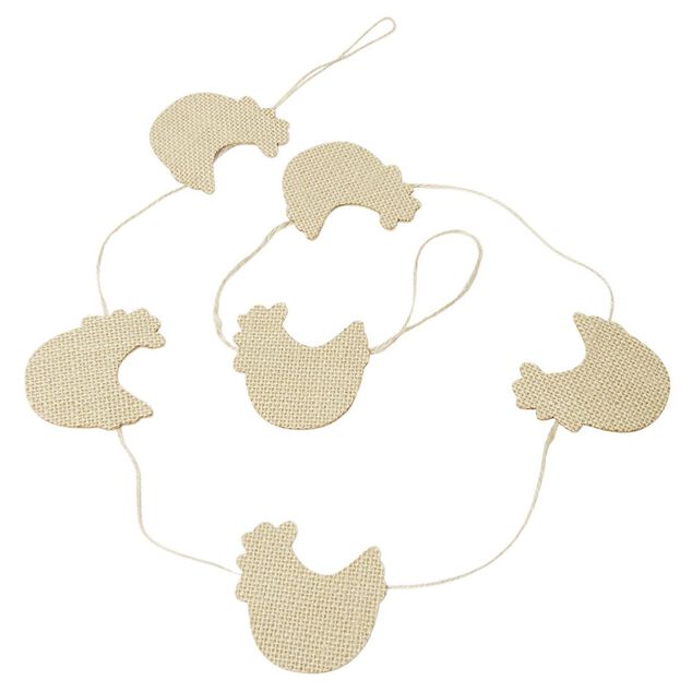 Guirlande jute P&acirc;ques forme poule ou lapin H5cm