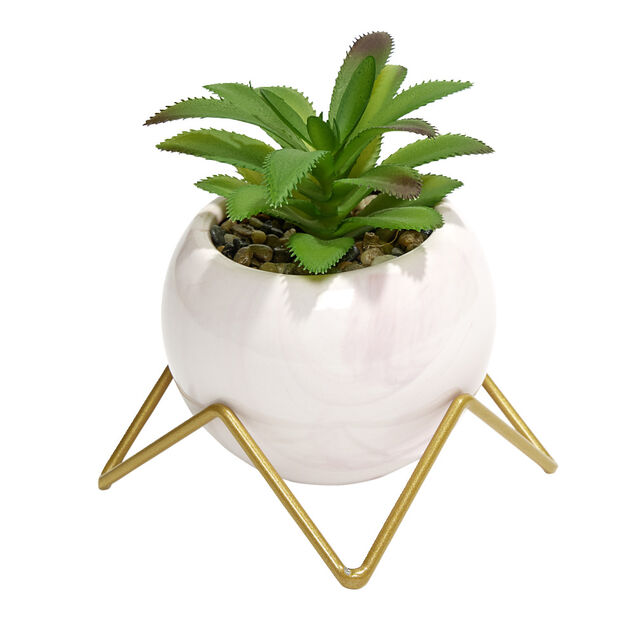 Fleur artificielle avec support en c&eacute;ramique 15x9,7xH8,8cm