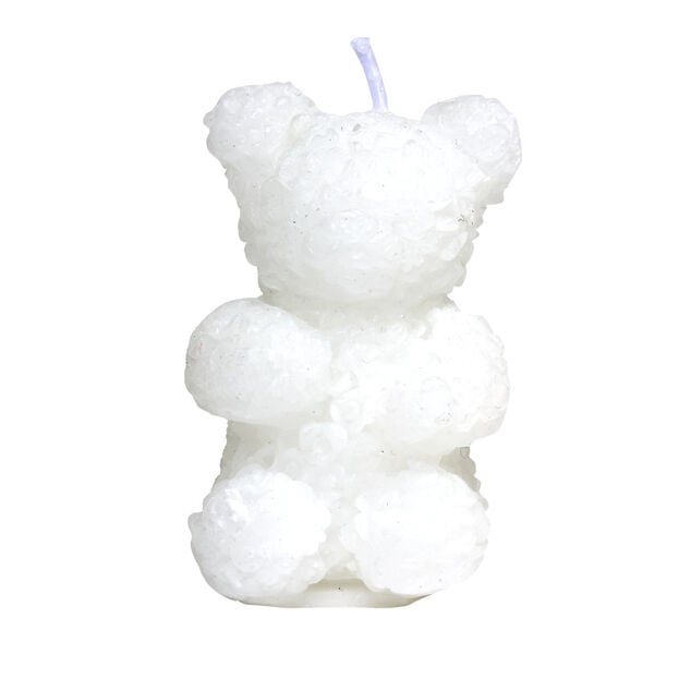 Bougie forme oursons relief fleurs 4x5xH6,5cm (2 modèles)