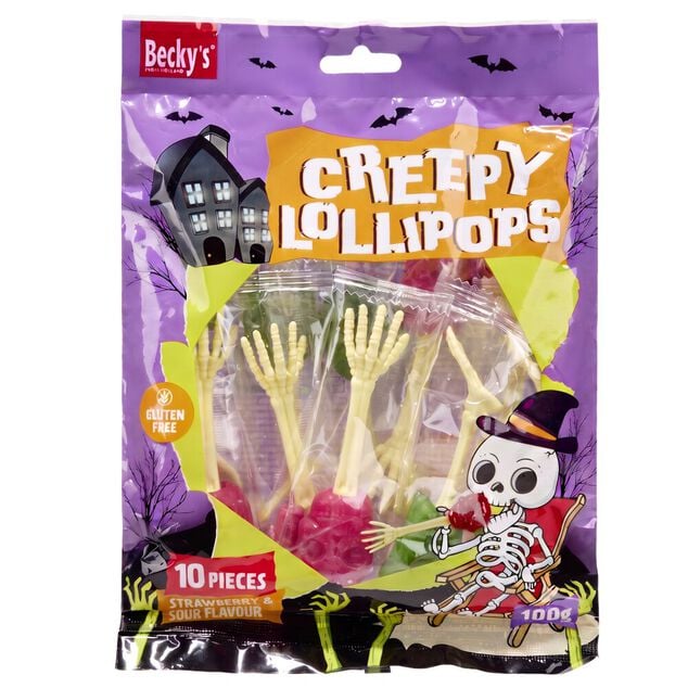 Sucette Halloween b&acirc;ton forme os 100g