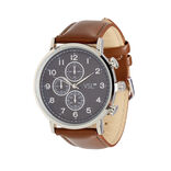 Ensemble montre et bracelet homme simili marron