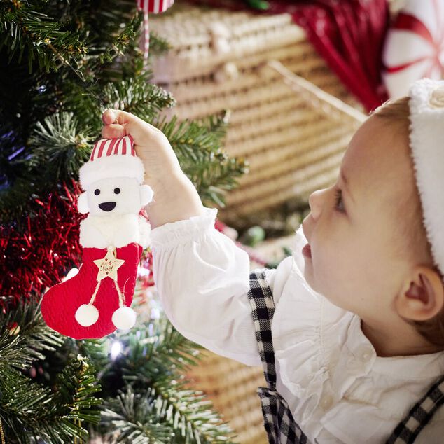 Chaussette à suspendre ourson "Mon 1er Noël" 7,5x15cm