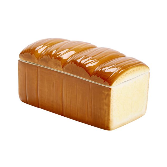 Bo&icirc;te c&eacute;ramique forme brioche marron 18,5x9,5xH9cm