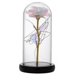 Rose iridescente &agrave; led sous cloche
