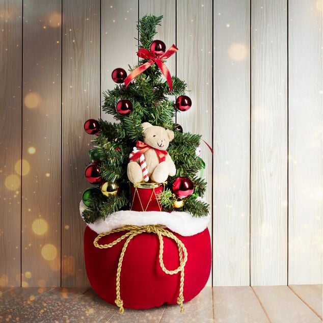 Sapin artificiel dans hotte &agrave; poser H50cm