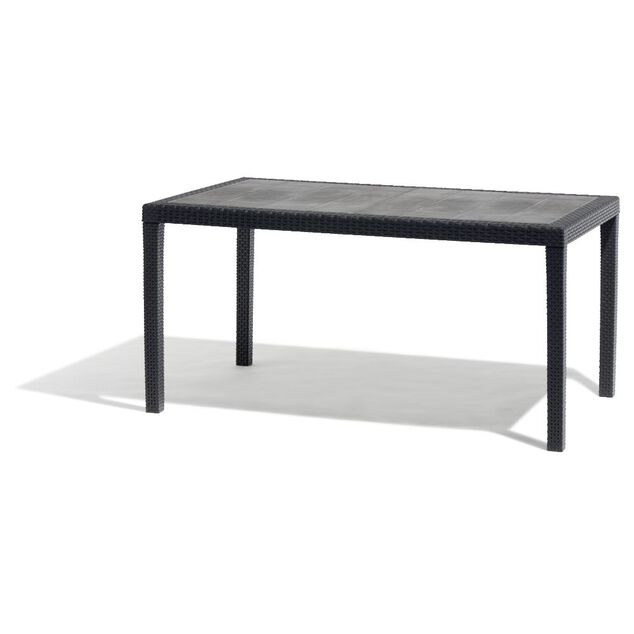 Table de jardin rectangulaire 6 personnes imitation r&eacute;sine gris
