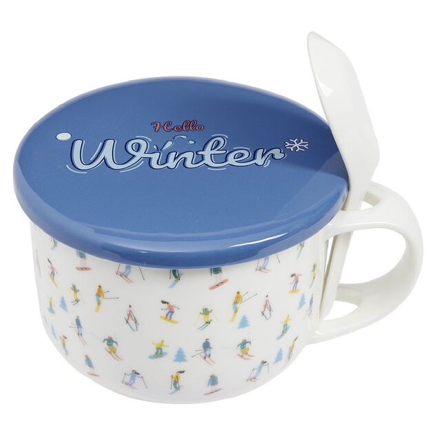 Bol soupe jumbo 62cl et cuill&egrave;re porcelaine fun