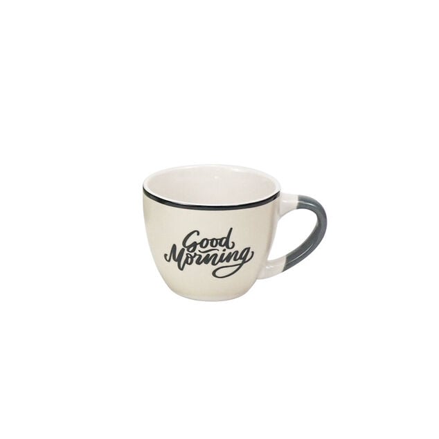 Tasse &agrave; expresso porcelaine vert avec inscription "Good Morning" 9 cl