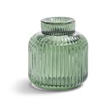 Bougeoir verre double usage vert &Oslash;7xH8,5cm