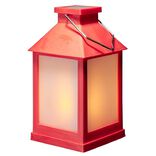 Lanterne solaire rouge 12 LED blanc chaud à poser ou suspendre H20 cm