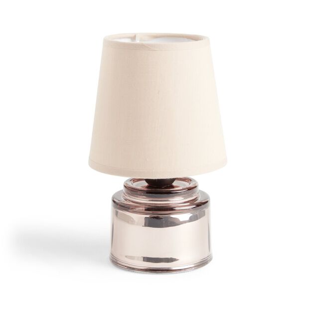 Lampe &agrave; poser &Oslash;12xH22cm verre et polyester rose gold