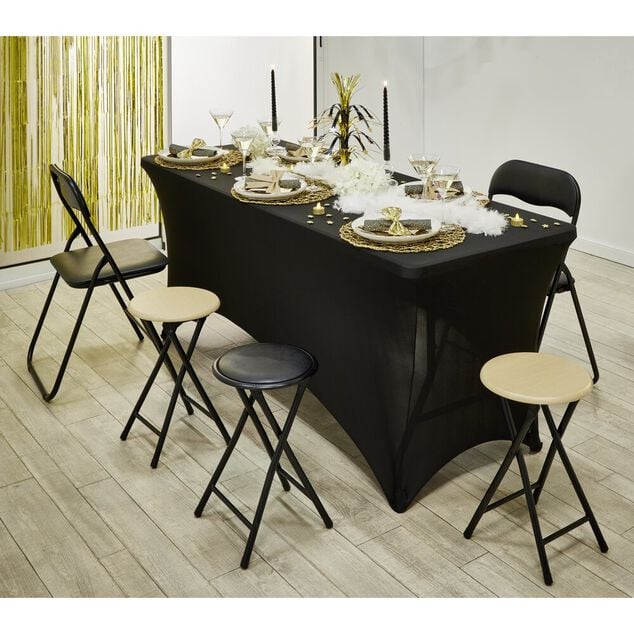 Housse de table rectangulaire  Fiesta 180x74xH76cm noir