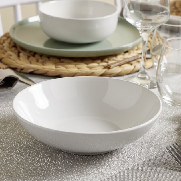 Assiette &agrave; soupe Madrid gr&egrave;s blanc &Oslash;20cm
