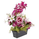 Jardinière columbarium H45 cm rose - Fleur artificielle