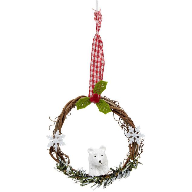 Couronne en bois &agrave; suspendre No&euml;l
