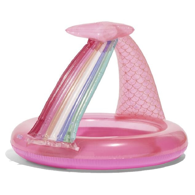 Piscinette gonflable enfant ombrelle sir&egrave;ne rose &Oslash;100xH83cm